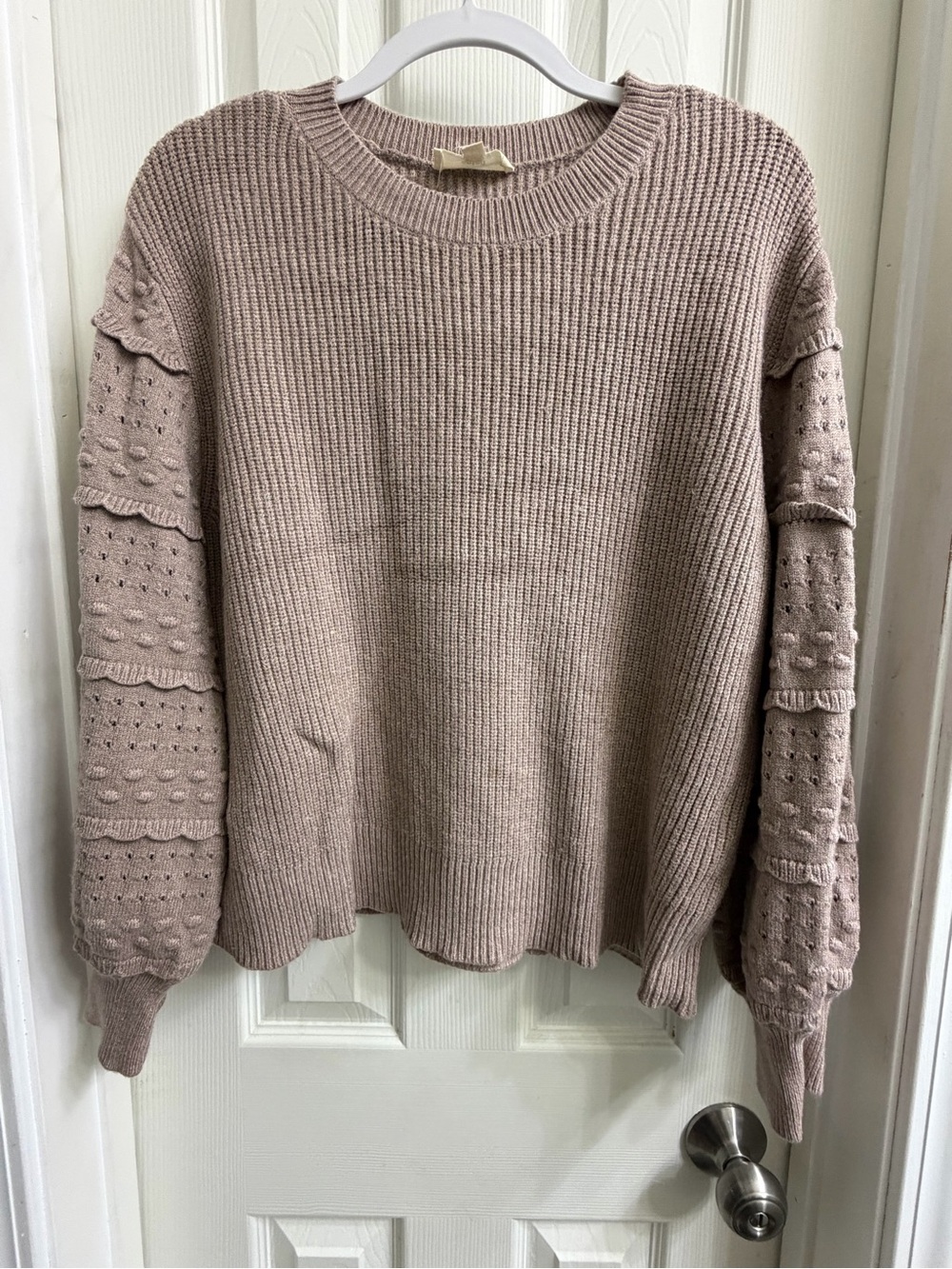 entro Bubble Sleeve Crewneck Sweater - Taupe